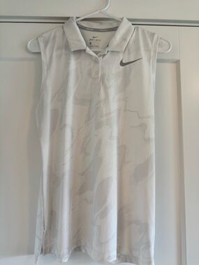 Nike White Sleeveless Polo Dress with Gray Swoosh